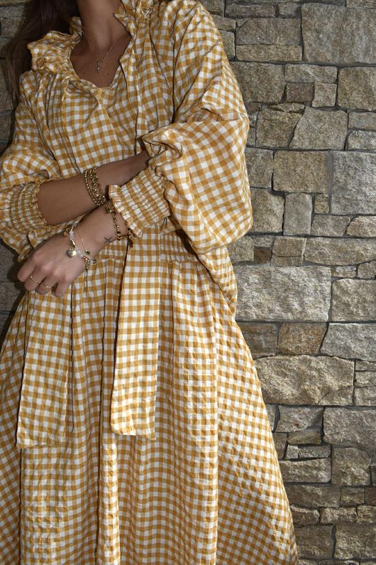 Nonni Gingham Ripley Skirt Indian Yellow